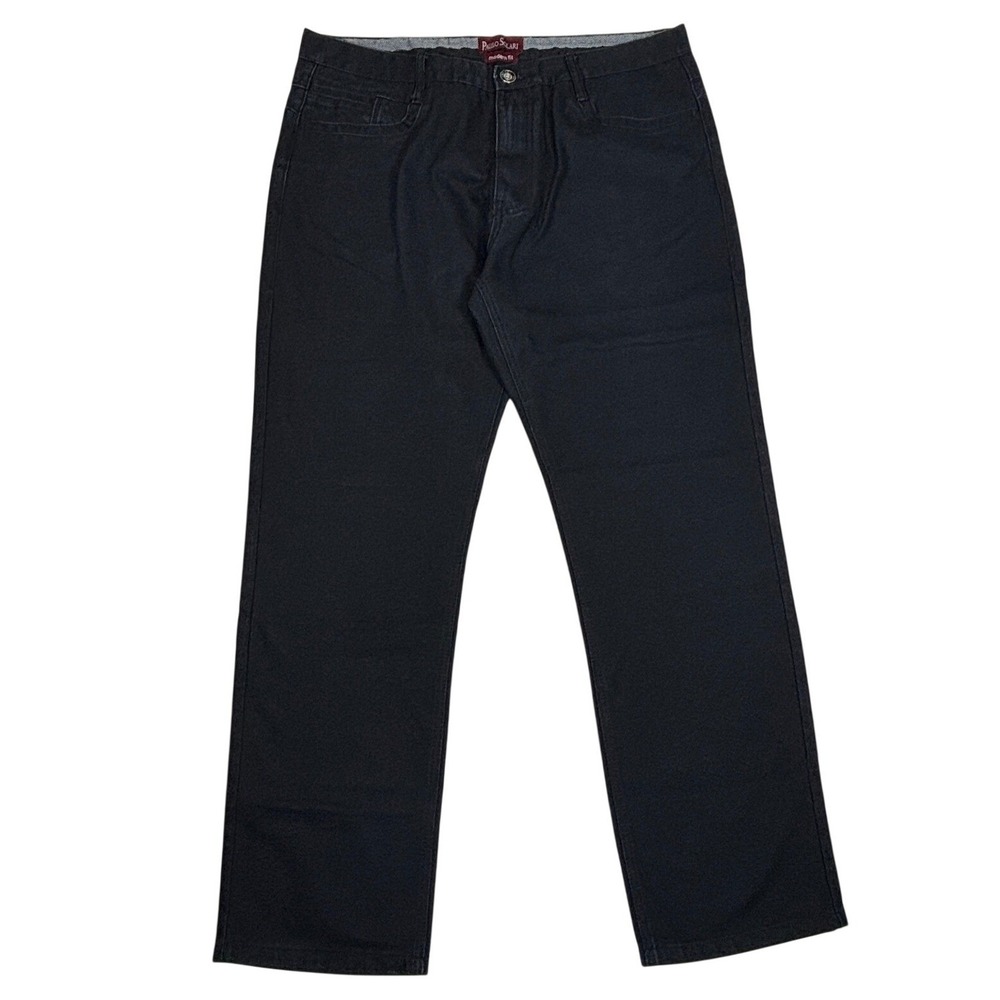 Paulo Solari Modern Fit Mens Pants 38x32 Black Textured 100% Cotton Denim Luxury